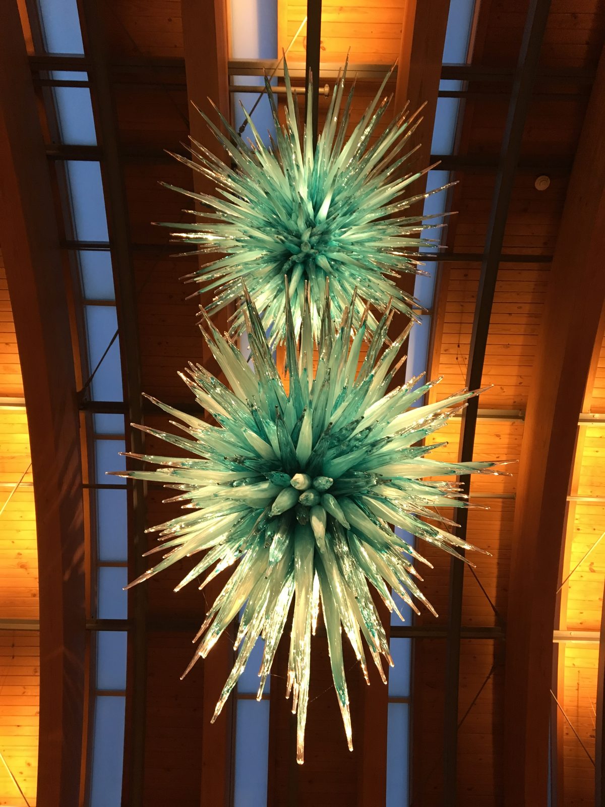 Hanging glass sculpture at Crystal Bridges Museum, Bentonville, Arkansas